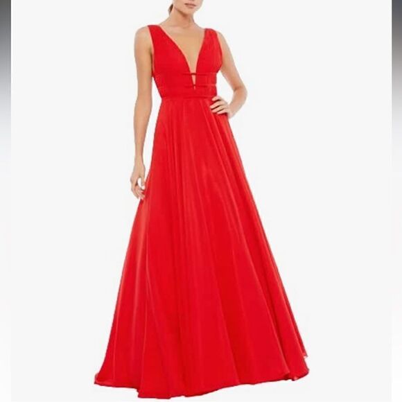 Ieena Duggal 55379 V-Neck Prom Dress - Elegant Sleeveless Dress AUTHENTIC - Picture 1 of 4